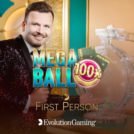 First Person Mega Ball logo by Evolution at Betico Casino
