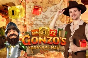 Gonzo&#039;s Treasure Map slot logo by Evolution at Betico Casino